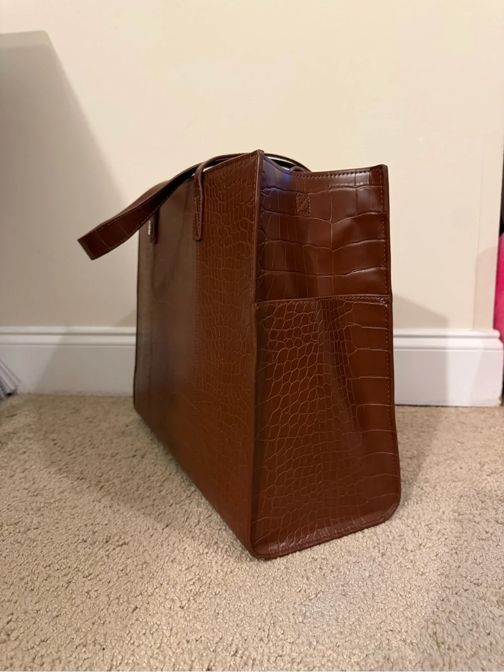 BEIS Maple Croc-Embossed Work Tote
